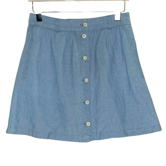 Madewell S NEW Denim Button Front Tie Mini Skirt Light Blue *flaw - Picture 1 of 8